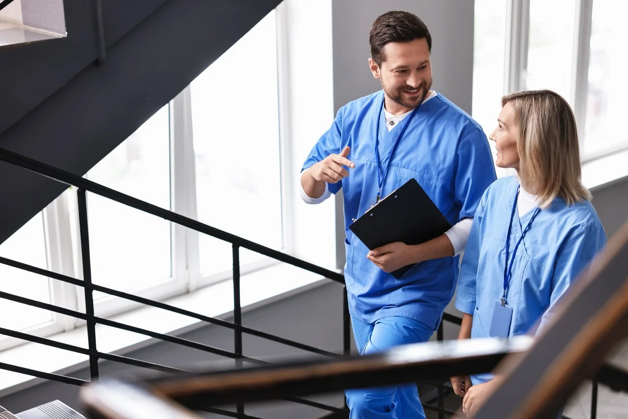 hospitalist reviewing patient data on a downtime workstation during an EHR outage